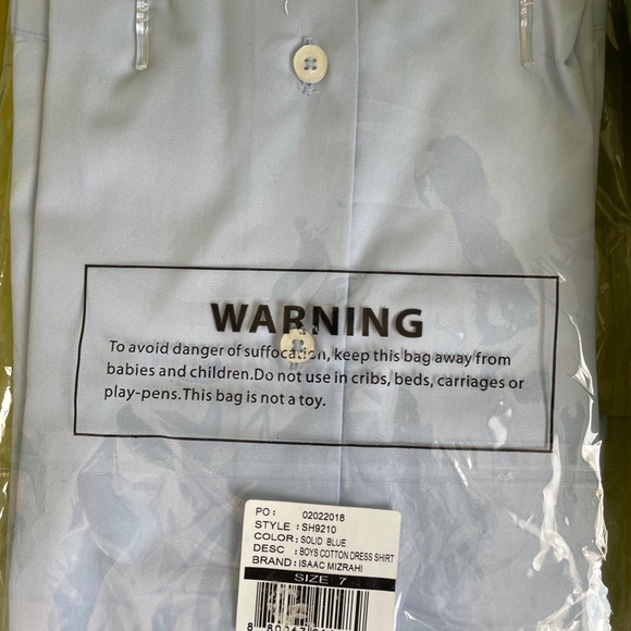 New Blue Dress Shirt by Isaak Mizrahi boys size 7 - Picture 6 of 6